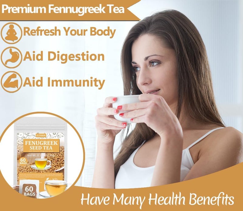 ULTHMOK Premium Fenugreek Seed Tea - 60 Natural Tea Bags, Caffeine Free - Image 3